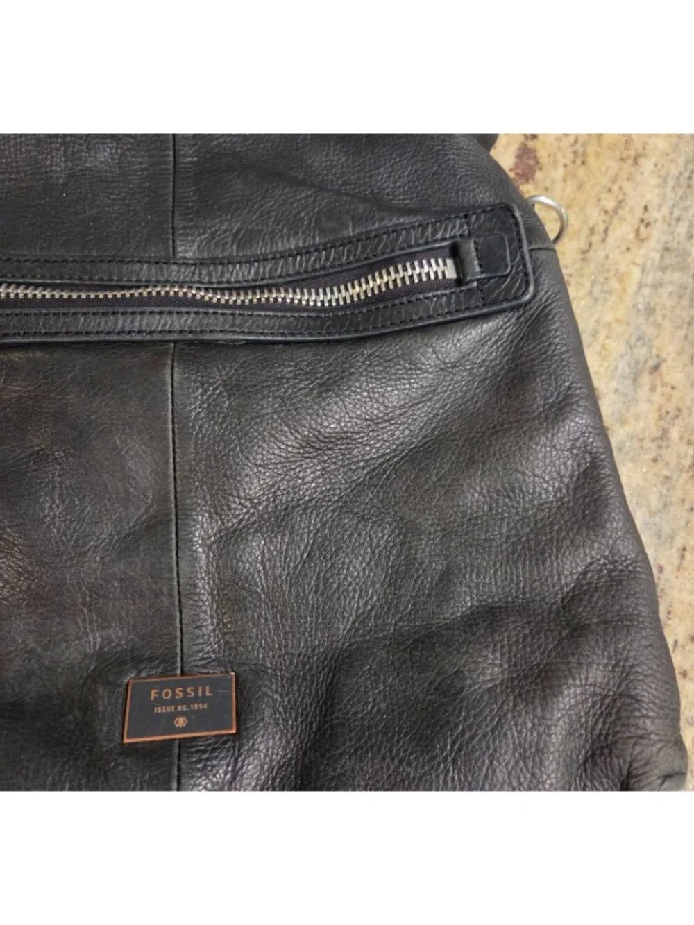 Vtg FOSSIL DAWSON Foldover Leather messenger bag satchel purse *holes* No Strap